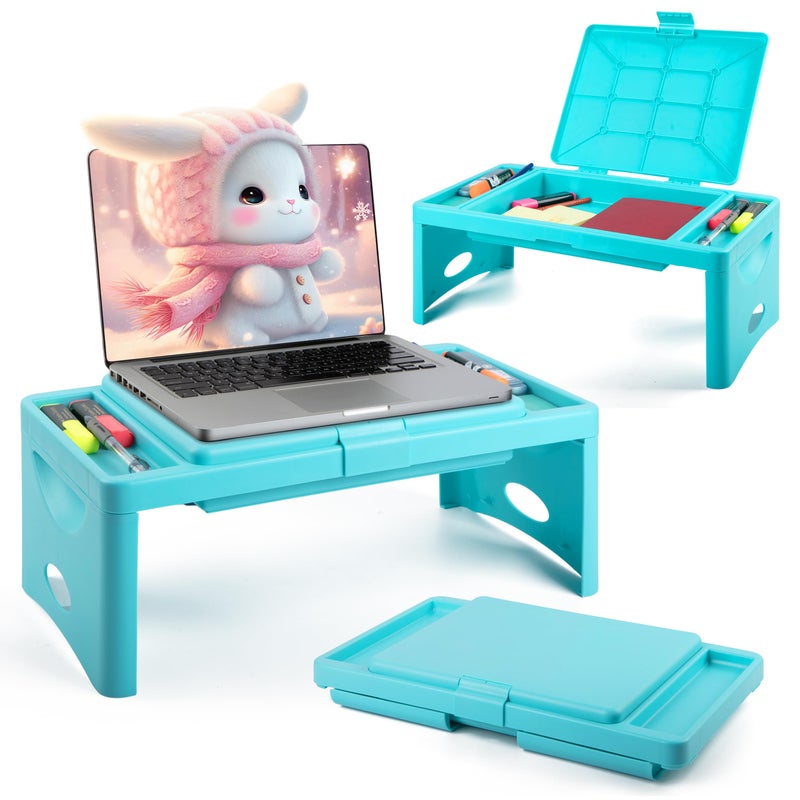 Loddie Doddie Foldable Lap Desk - Teal Blue - Lap Desk for Kids with Storage Pocket & Organizer Compartments - Bed Table for Crafts & Meals - Laptop Bed Tray with 9.75 x 12 in Surface - Image 2